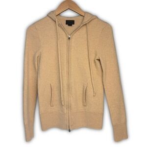 J.Crew Collection Italian Cashmere Zip Hoodie Camel Beige M Minimalist Luxury